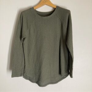 American Eagle Outfitters Olive Green Waffle Crewneck Soft & Sexy Shirt